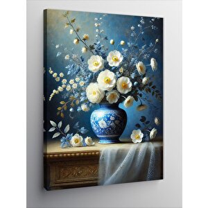 Kanvas Tablo Vazoda Beyaz Çiçekler 50x70 cm