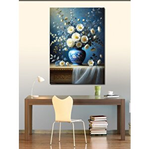 Kanvas Tablo Vazoda Beyaz Çiçekler 50x70 cm