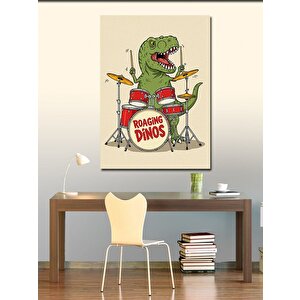 Kanvas Tablo T-rex Ve Bateri "roaring Dinos" 70x100 cm