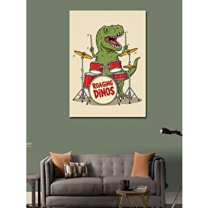 Kanvas Tablo T-rex Ve Bateri "roaring Dinos" 50x70 cm