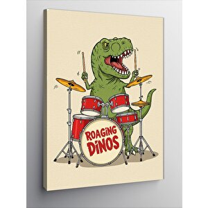 Kanvas Tablo T-rex Ve Bateri "roaring Dinos" 100x140 cm
