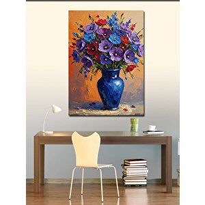 Kanvas Tablo Vazoda Renkli Çiçekler 50x70 cm