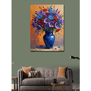 Kanvas Tablo Vazoda Renkli Çiçekler 70x100 cm