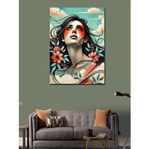 Kanvas Tablo Çiçeklerle Kadın Portresi 100x140 cm