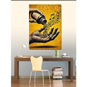 Kanvas Tablo Notalar Ve Elindeki Haplar 50x70 cm