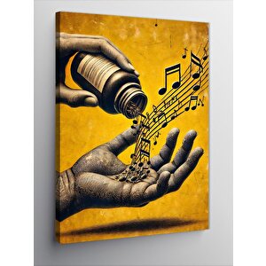 Kanvas Tablo Notalar Ve Elindeki Haplar 70x100 cm