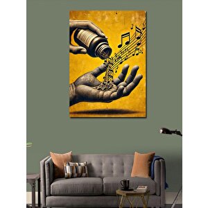 Kanvas Tablo Notalar Ve Elindeki Haplar 70x100 cm