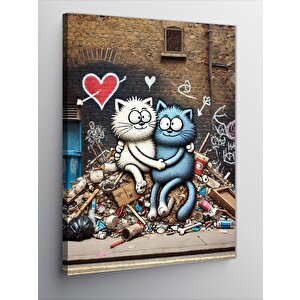 Kanvas Tablo Aşk Dolu Kediler 70x100 cm
