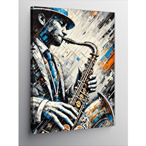 Kanvas Tablo Caz Saksafon Çizimi 50x70 cm