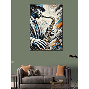 Kanvas Tablo Caz Saksafon Çizimi 50x70 cm