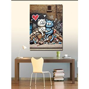 Kanvas Tablo Aşk Dolu Kediler 100x140 cm