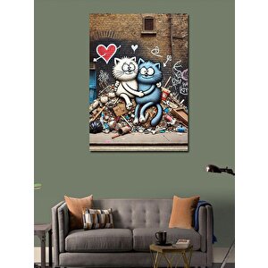 Kanvas Tablo Aşk Dolu Kediler 100x140 cm