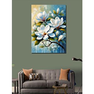 Kanvas Tablo Beyaz Manolya Çiçekleri 100x140 cm