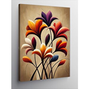 Kanvas Tablo Renkli Çiçekler Ve Minimalist Tarz 70x100 cm