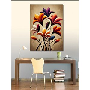 Kanvas Tablo Renkli Çiçekler Ve Minimalist Tarz 70x100 cm