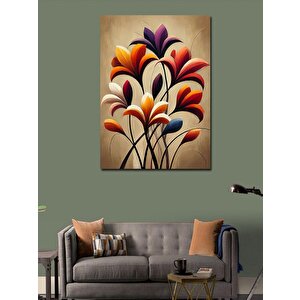 Kanvas Tablo Renkli Çiçekler Ve Minimalist Tarz 70x100 cm