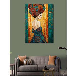 Kanvas Tablo Renkli Saçlı Kadın Ve Sanatsal Arka Plan 100x140 cm