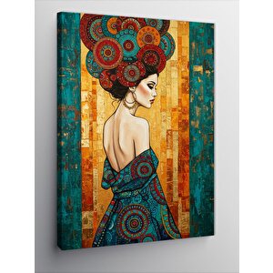 Kanvas Tablo Renkli Saçlı Kadın Ve Sanatsal Arka Plan 50x70 cm