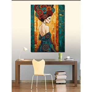 Kanvas Tablo Renkli Saçlı Kadın Ve Sanatsal Arka Plan 50x70 cm