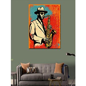 Kanvas Tablo Saksafon Çalan Caz Müzisyeni 70x100 cm