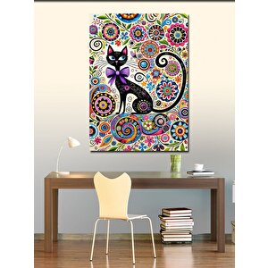 Kanvas Tablo Renkli Kedi Ve Soyut Sanat 70x100 cm