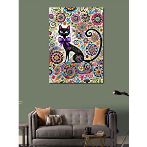 Kanvas Tablo Renkli Kedi Ve Soyut Sanat 70x100 cm