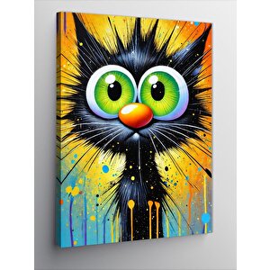 Kanvas Tablo Renkli Gözlü Sevimli Kedi 50x70 cm