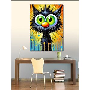 Kanvas Tablo Renkli Gözlü Sevimli Kedi 50x70 cm