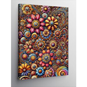 Kanvas Tablo Çiçek Desenli Soyut Sanat 100x140 cm