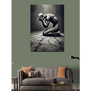 Kanvas Tablo Çökmüş Adam Ve Kuru Zemin 100x140 cm