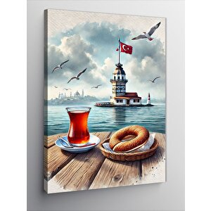 Kanvas Tablo Kız Kulesi Ve Çay Bardağı 70x100 cm