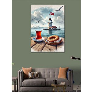 Kanvas Tablo Kız Kulesi Ve Çay Bardağı 70x100 cm