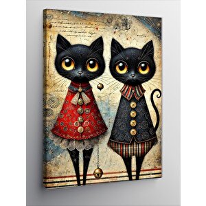 Kanvas Tablo Gotik Kediler Çifti 70x100 cm