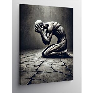 Kanvas Tablo Çökmüş Adam Ve Kuru Zemin 70x100 cm
