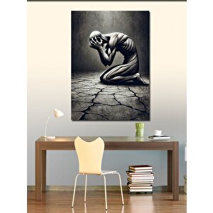 Kanvas Tablo Çökmüş Adam Ve Kuru Zemin 70x100 cm
