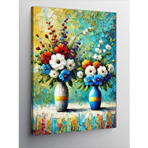 Kanvas Tablo Renkli Vazoda Çiçekler 100x140 cm