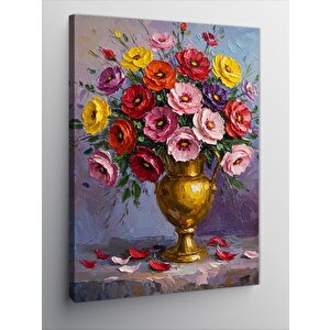 Kanvas Tablo Vazoda Renkli Çiçekler 70x100 cm