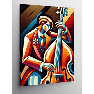 Kanvas Tablo Caz Çellist Çizimi 100x140 cm