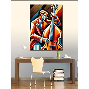 Kanvas Tablo Caz Çellist Çizimi 100x140 cm