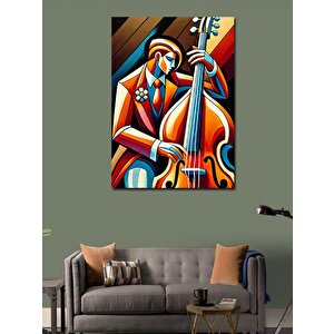 Kanvas Tablo Caz Çellist Çizimi 100x140 cm