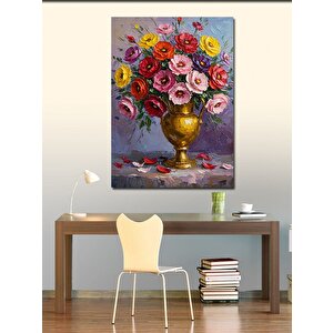 Kanvas Tablo Vazoda Renkli Çiçekler 100x140 cm