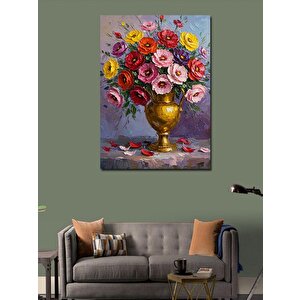 Kanvas Tablo Vazoda Renkli Çiçekler 100x140 cm