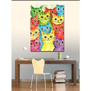 Kanvas Tablo Renkli Sevimli Kediler 70x100 cm