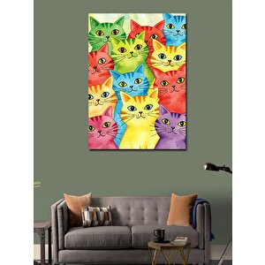 Kanvas Tablo Renkli Sevimli Kediler 70x100 cm