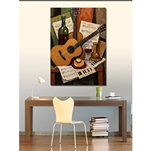 Kanvas Tablo Müzik, Şarap Ve Gitar 50x70 cm