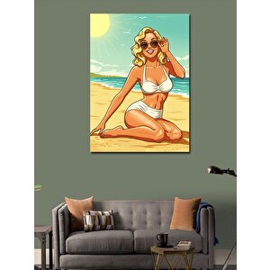 Kanvas Tablo Plajda Güneşlenen Kadın 70x100 cm