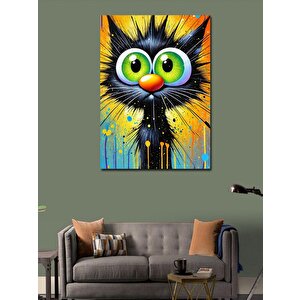 Kanvas Tablo Renkli Gözlü Sevimli Kedi 100x140 cm