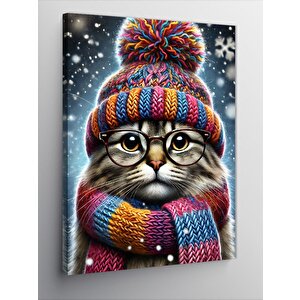 Kanvas Tablo Bere Takan Sevimli Kedi 70x100 cm