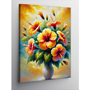 Kanvas Tablo Vazoda Renkli Çiçekler 100x140 cm