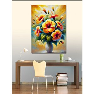 Kanvas Tablo Vazoda Renkli Çiçekler 100x140 cm